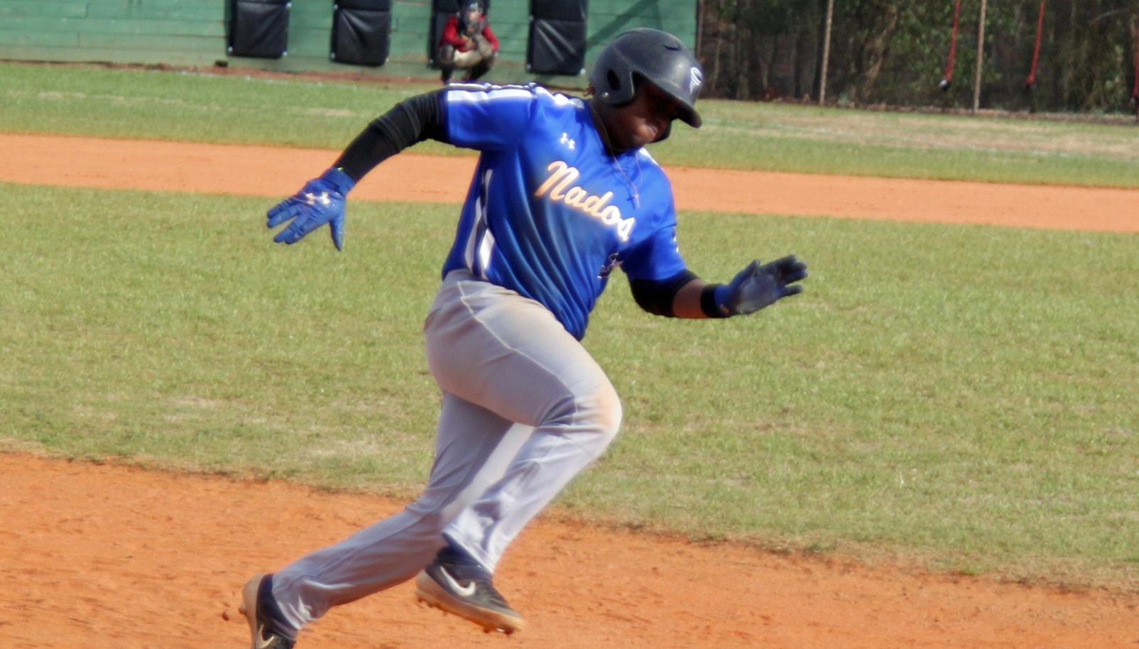 Daiquon Davenport launched his first home run as a Tornado in Friday's home-opener against Piedmont (Photo courtesy of Judy Victory).