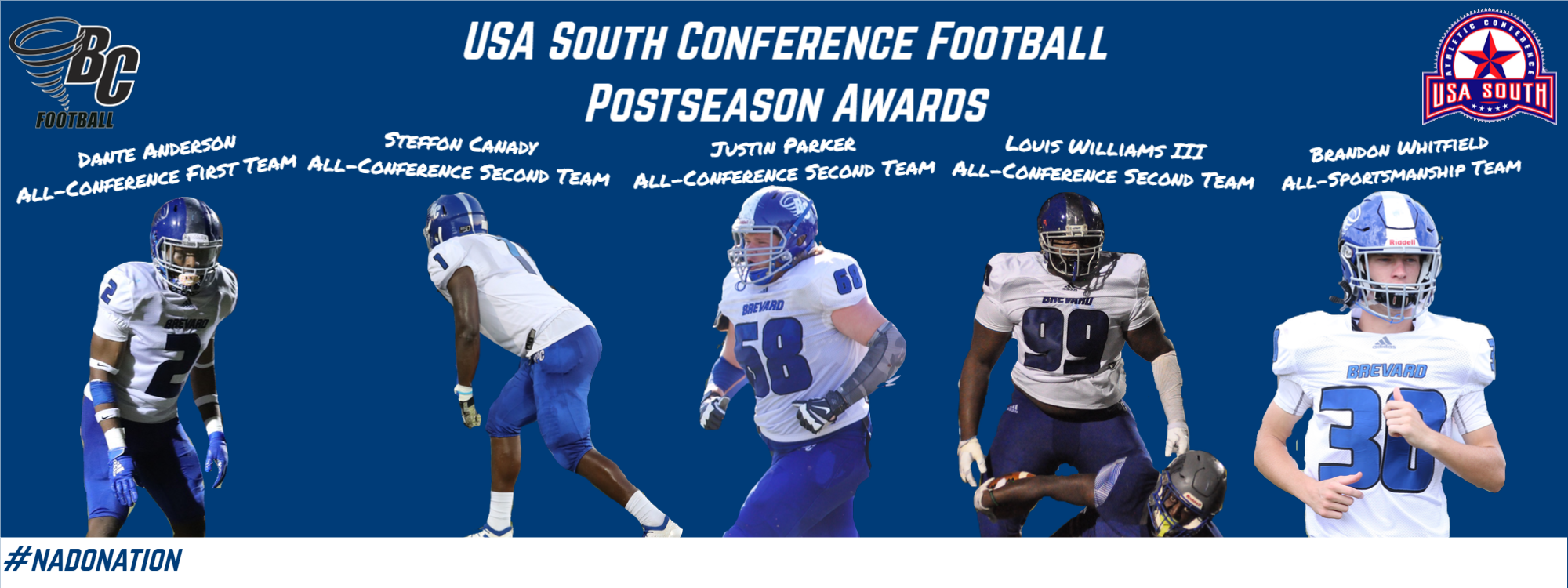 Five Football Student-Athletes Receive USA South Conference Postseason Honors