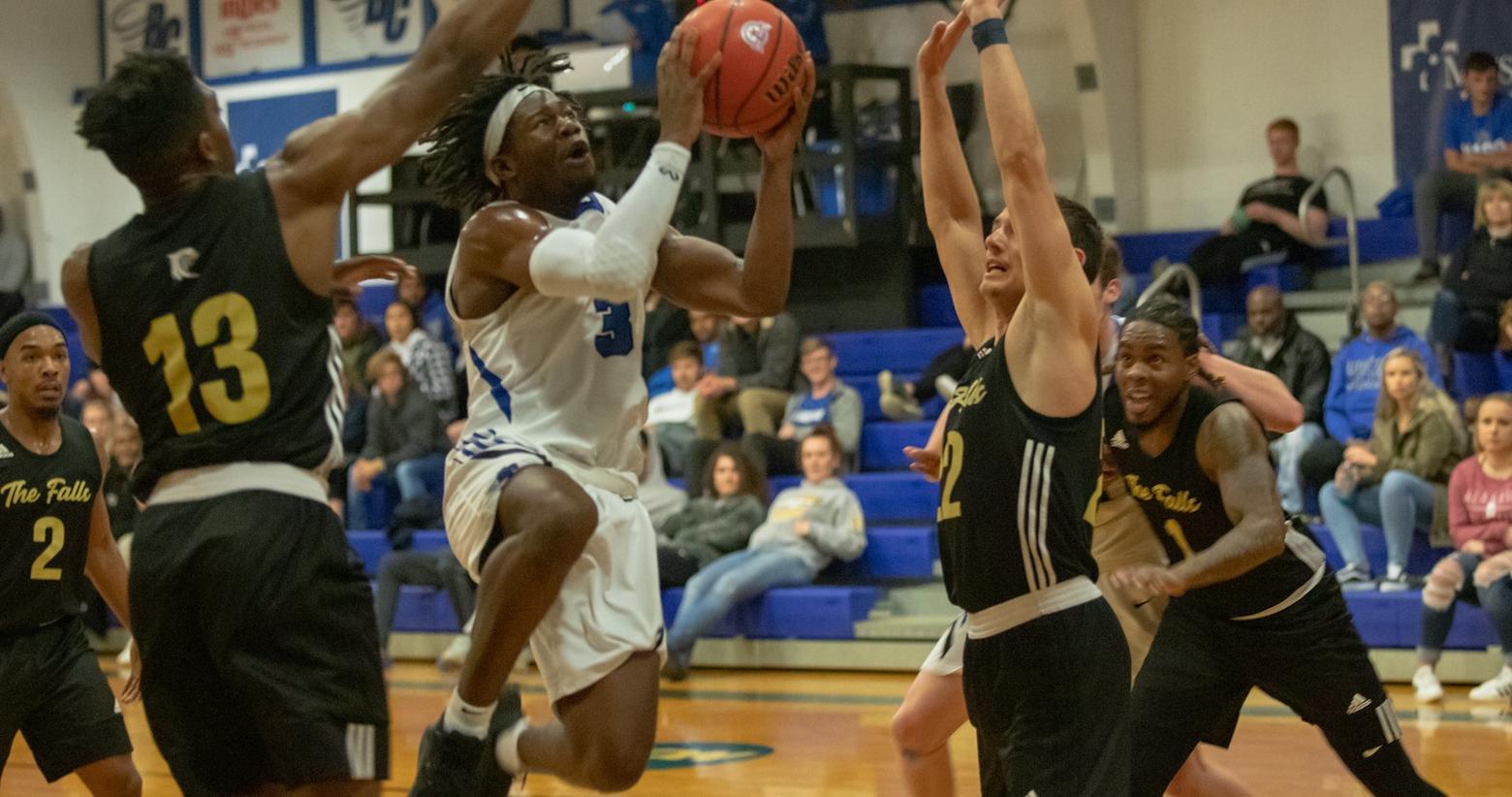 Qadhafi Turner scored a season-high 16 points in an all-around effort to help lead Brevard past Maryville at The Bosh (Photo courtesy of Thom Kennedy '21).
