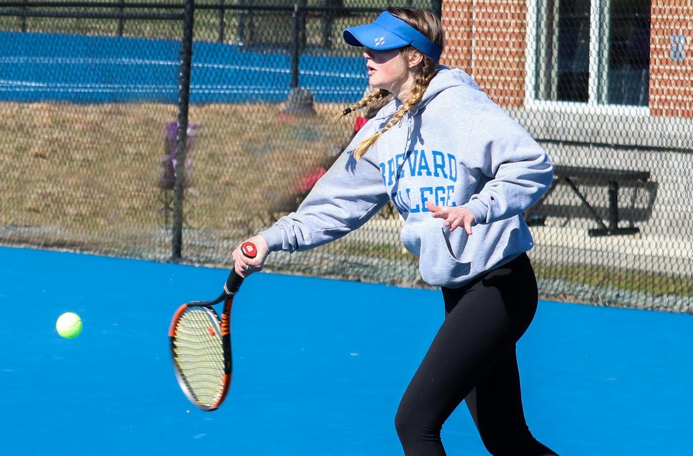 Sophomore newcomer Lily Farr teamed up with senior captain Samantha Sepe for an 8-2 doubles victory in the number-one spot (Photo courtesy of Don Lander).