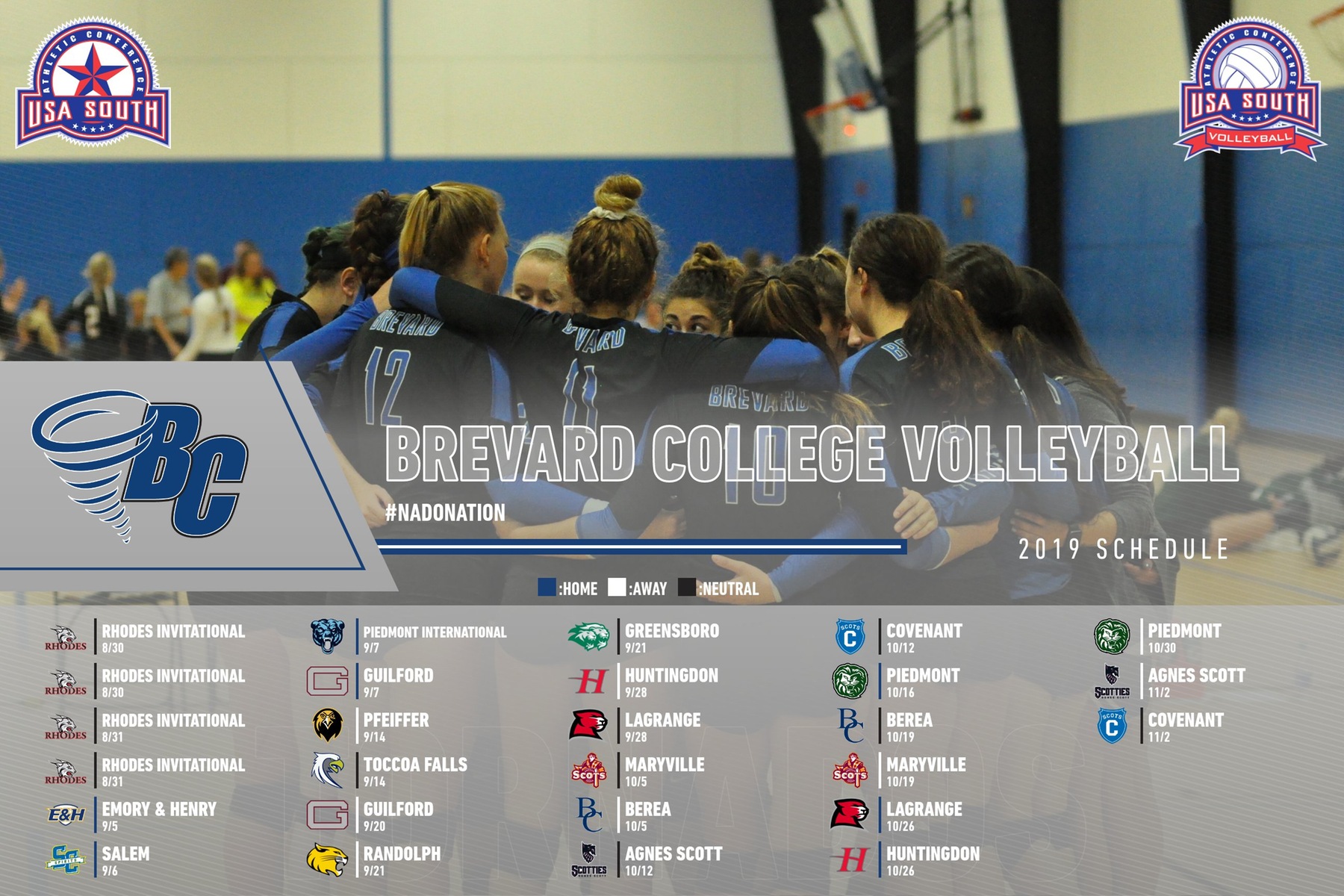 Brevard College Volleyball’s 2019 Schedule Set