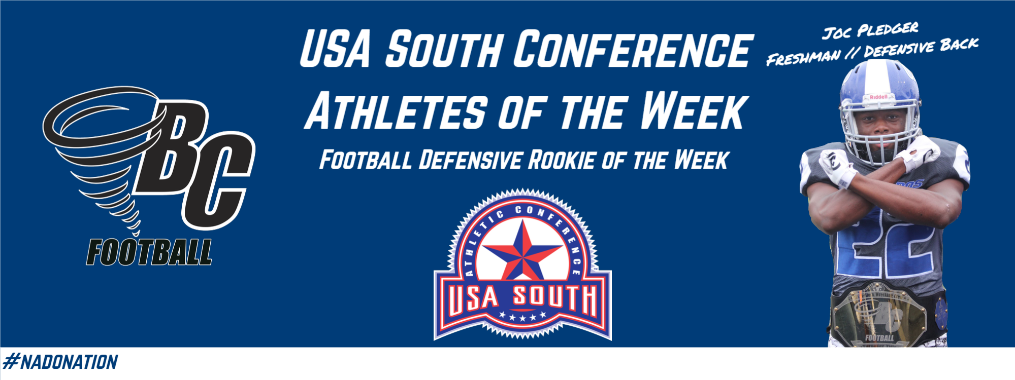 Joc Pledger Secures USA South Football Defensive Rookie of the Week Award