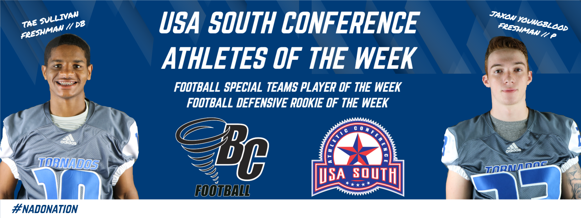 Football’s Sullivan, Youngblood Awarded USA South Weekly Honors