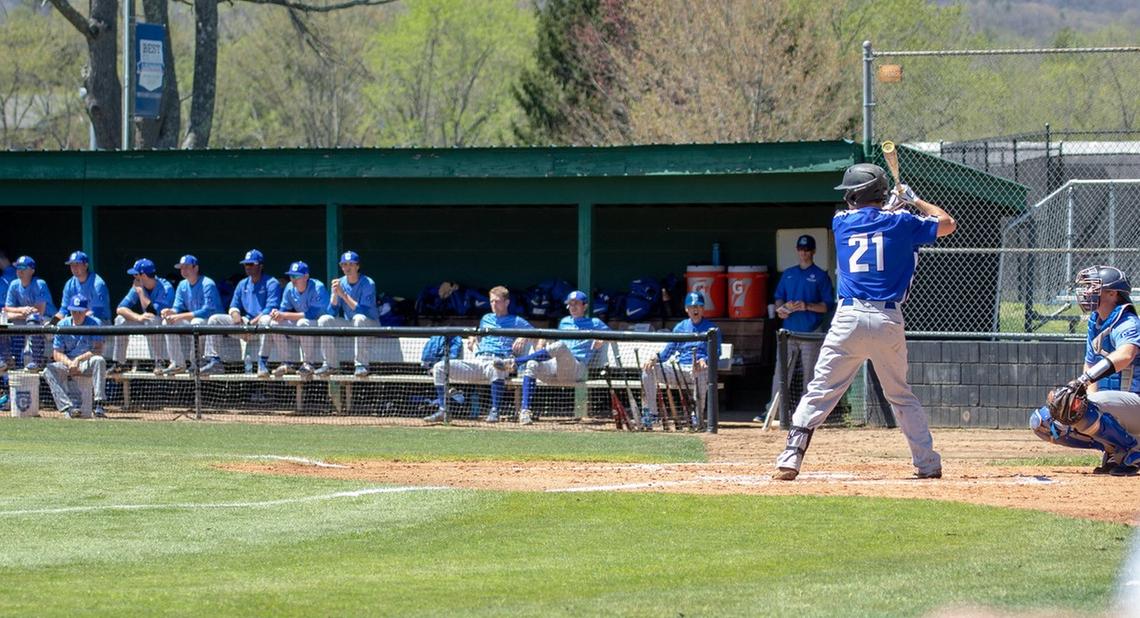 Johnny Flynn drove in two runs and scored a run on two hits in BC's series-finale against William Peace (Photo courtesy of Thom Kennedy '21).