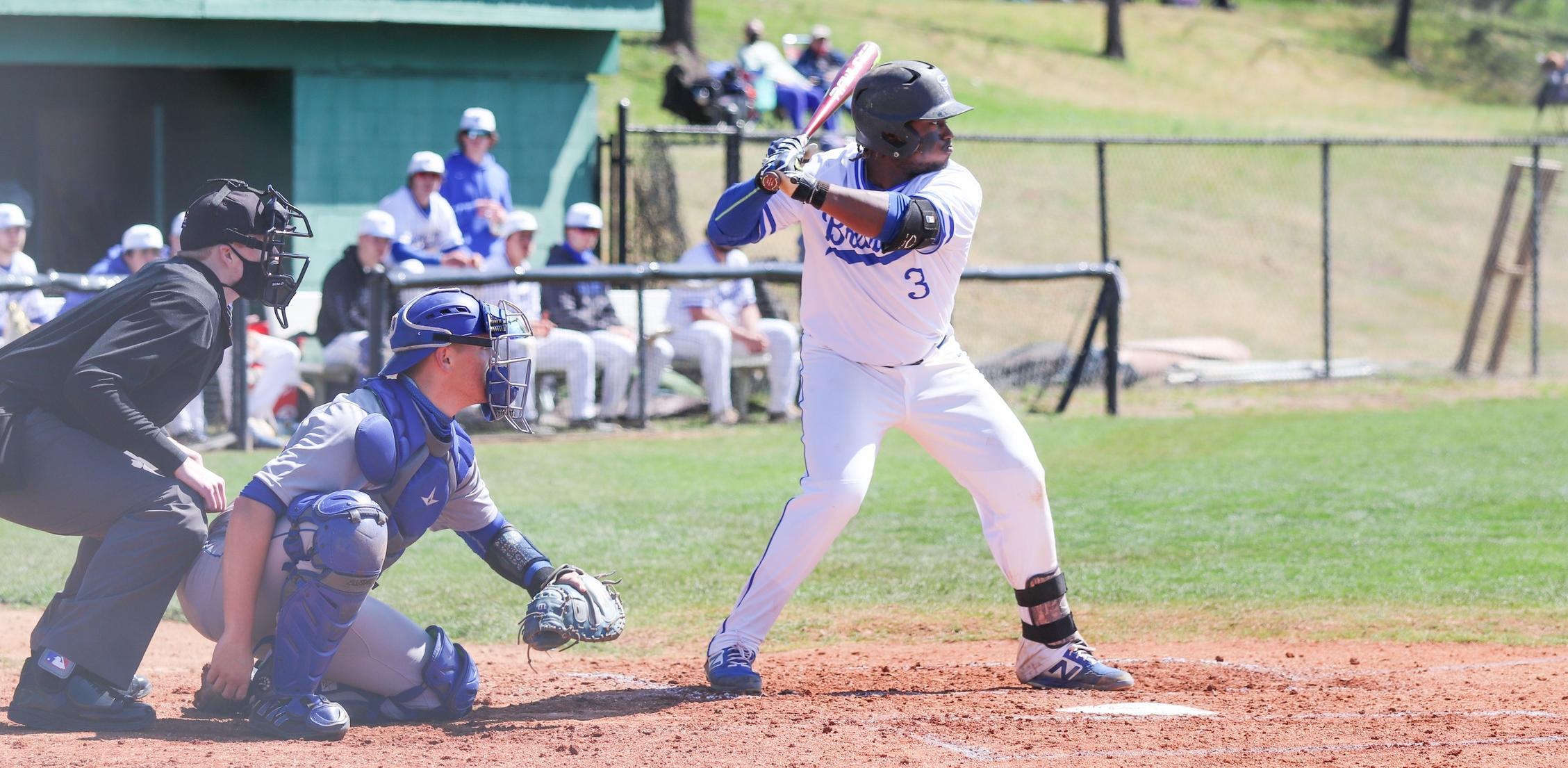 Daiquon Davenport logged two hits, including a double, vs. Pfeiffer on Tuesday (Photo courtesy of Victoria Brayman '22).
