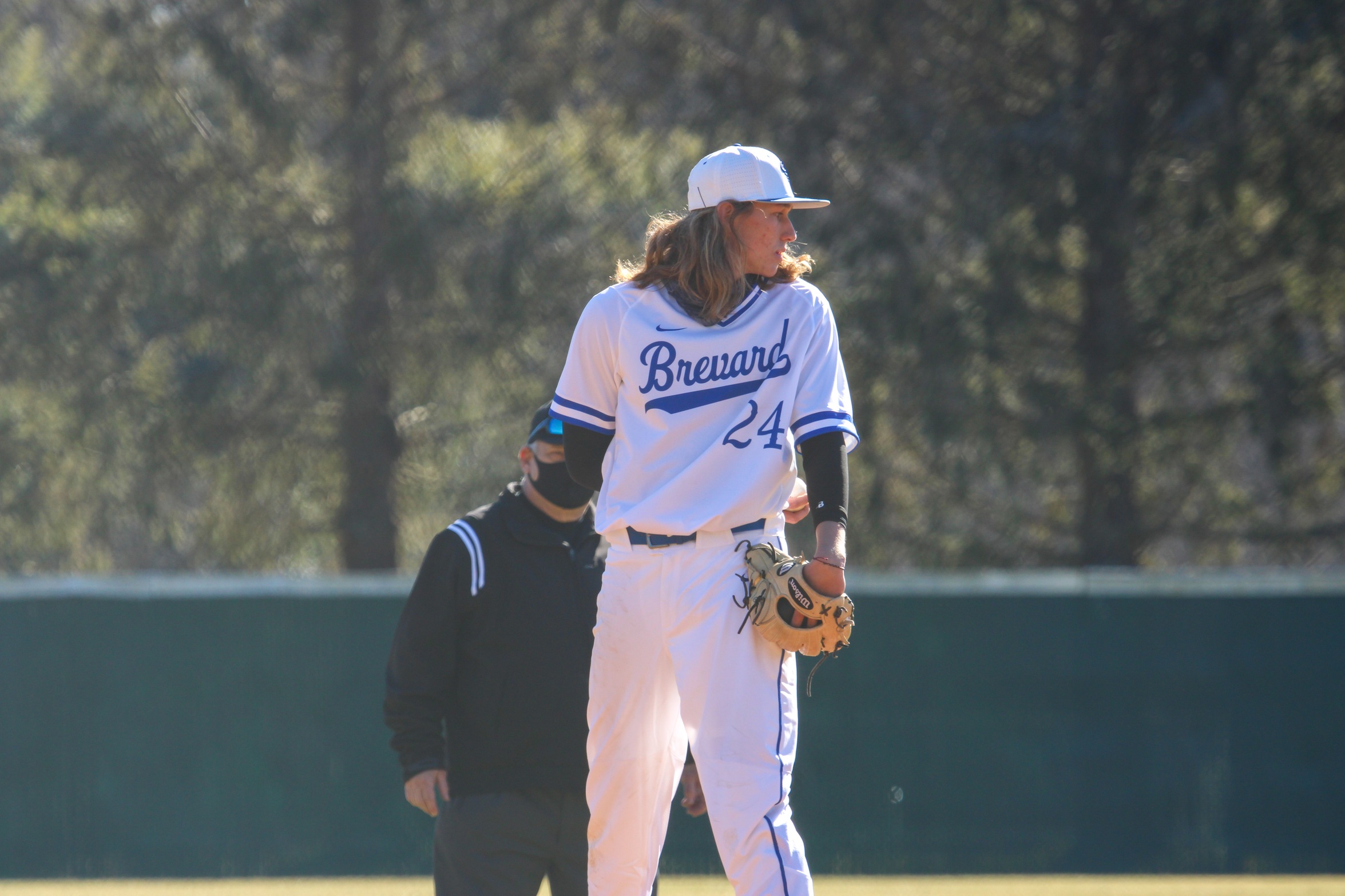 Freshman right-handed pitcher Trenten Anderson on the mound for the Tornados (Photo courtesy of Brianna Rodibaugh '24).