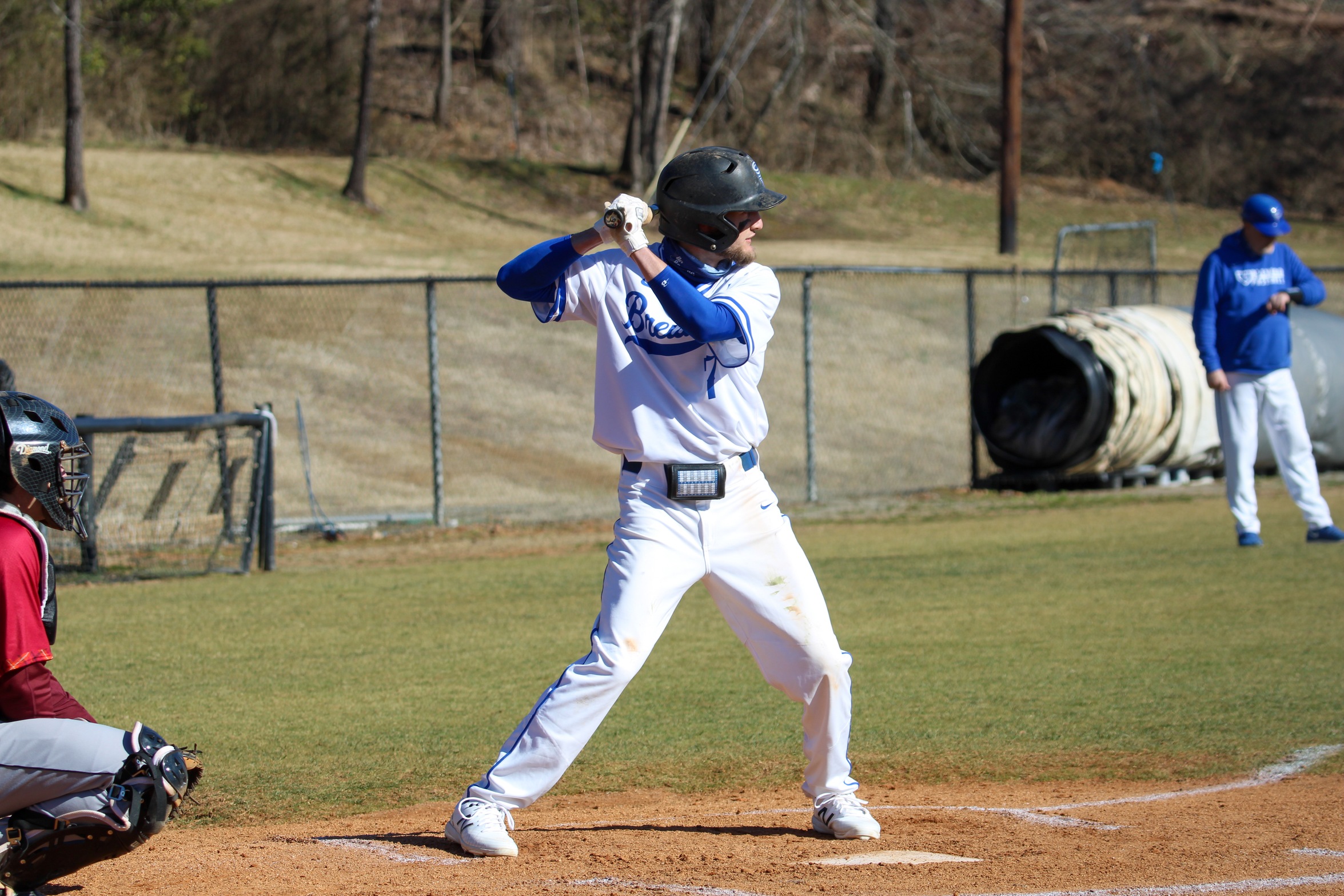 Zach Allison drove in a game-high three RBI's in Brevard's midweek victory over Pfeiffer, 9-3 (Photo courtesy of Brianna Rodibaugh '24).