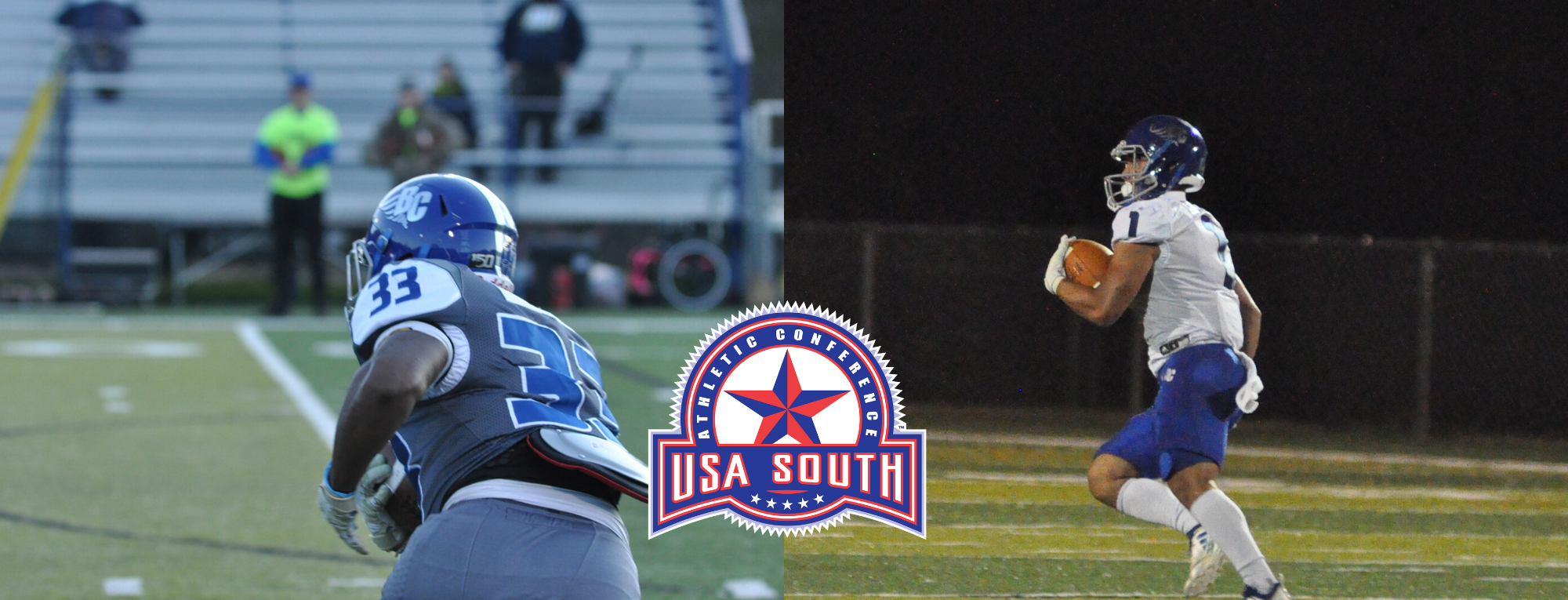 Freshman running back Gerald Hines (USA South Offensive Rookie of the Week) and sophomore wide receiver Brandon Norris (USA South Special Teams Player of the Week).