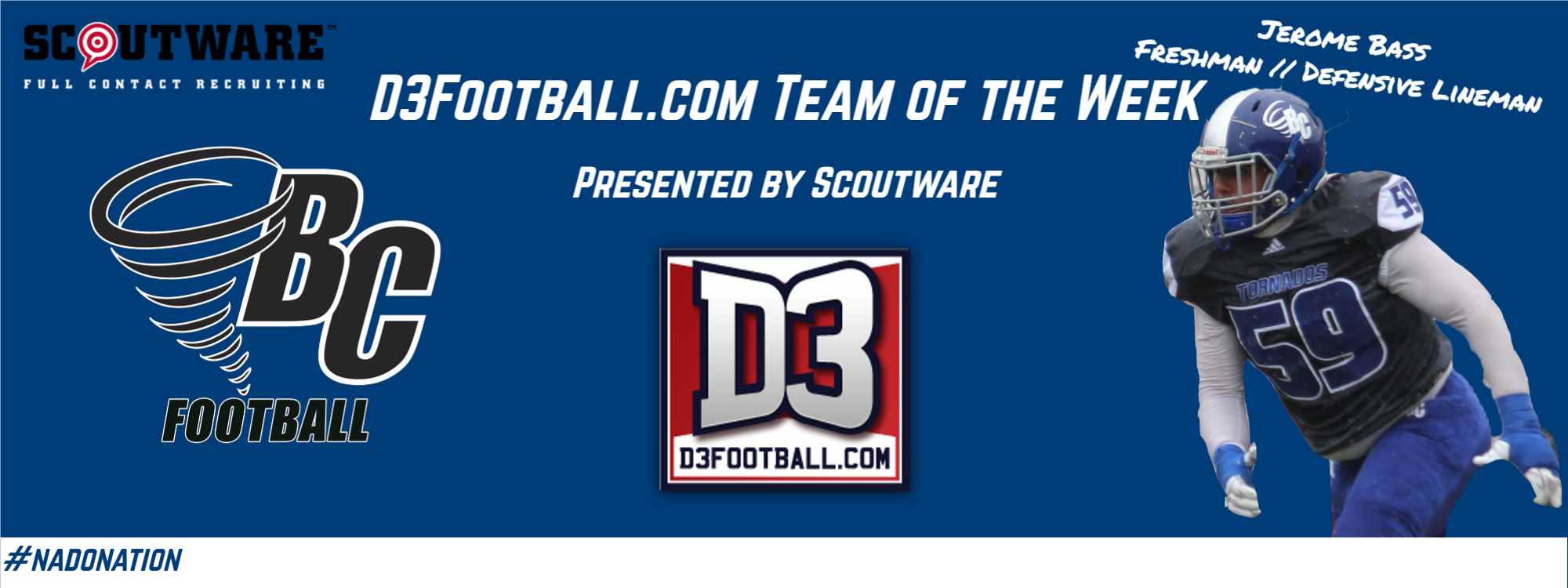 Jerome Bass Named to D3Football.com’s “Team of the Week”