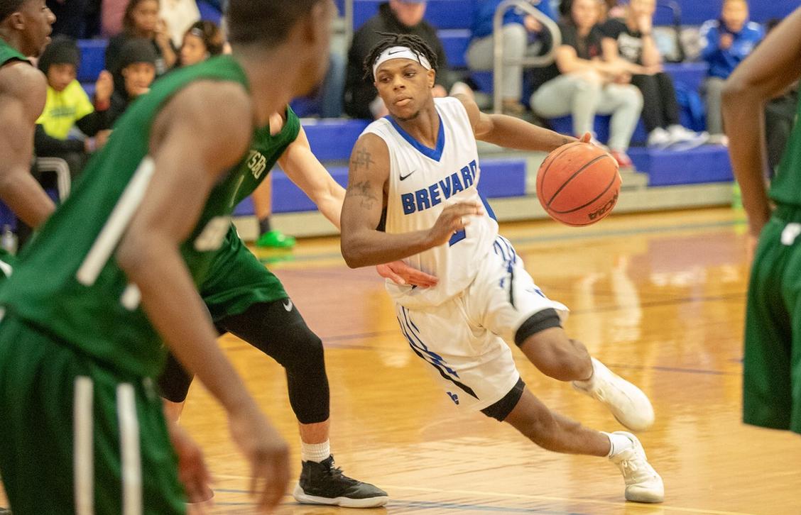 Demari Hopper logged 11 points, three rebounds, three assists, and three steals in Brevard's season-opener vs. Toccoa Falls (Photo courtesy of Thom Kennedy '21).