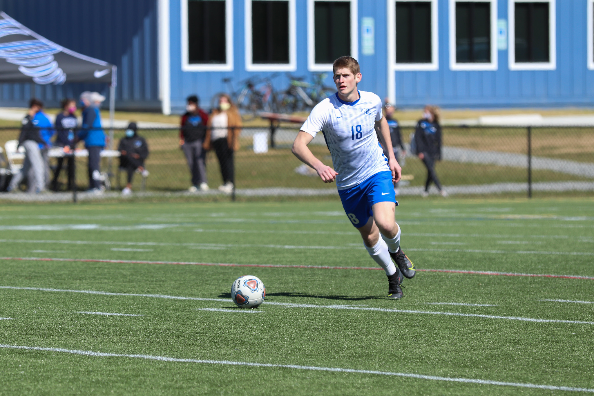 Sophomore Trystan Wallace scored the first goal of his collegiate career, an eventual game-winner, to help put the Tornados over the top in a 3-1 victory (Photo courtesy of Victoria Brayman '22).