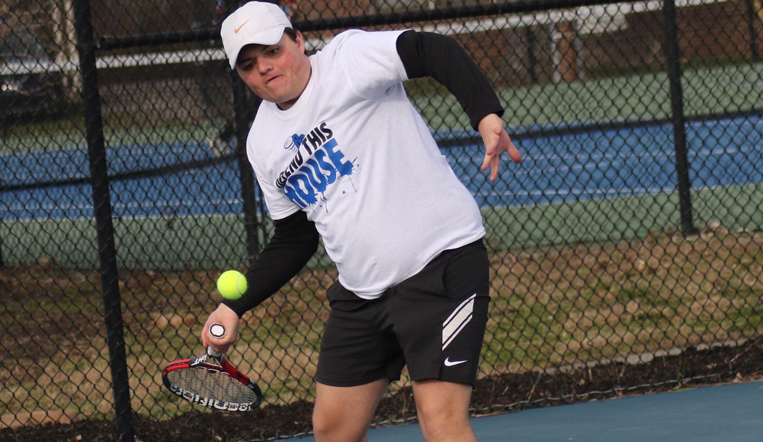 Jackson Ray won a three-set thriller against Pfeiffer at home (Photo courtesy of Dick Purselle).