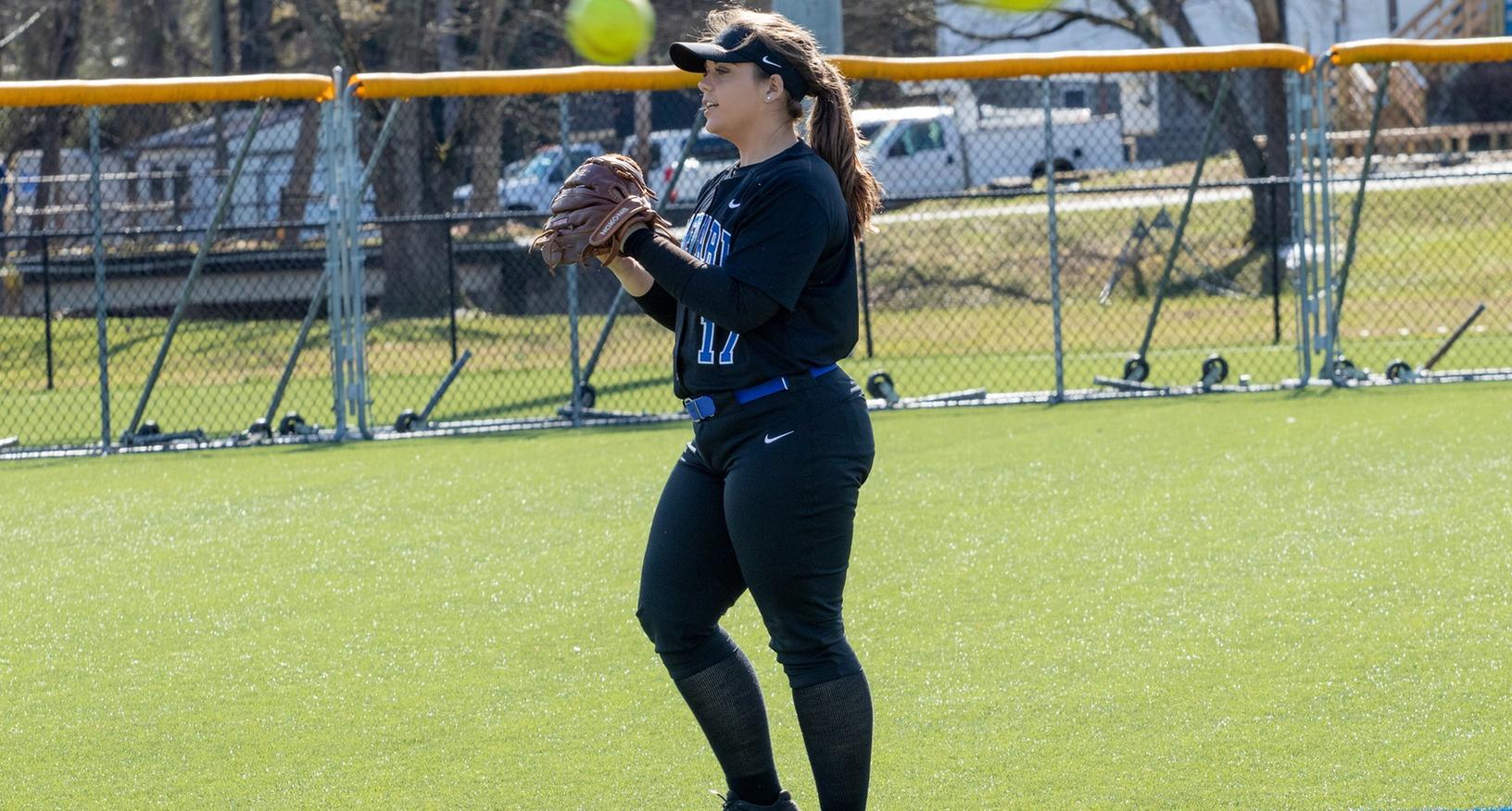 Sophomore Makenzie Rice put together a career day by going 3-for-4 at the plate with two RBI's (Photo courtesy of Victoria Brayman '22)