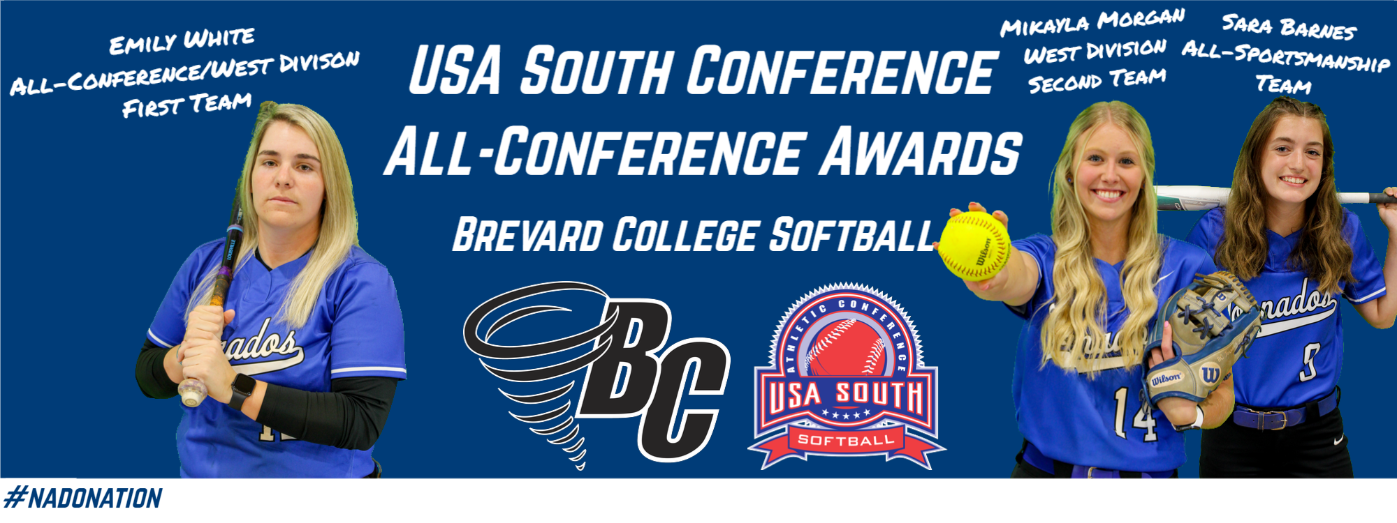 White Earns First Team All-Conference as Three Tornados Honored by USA South