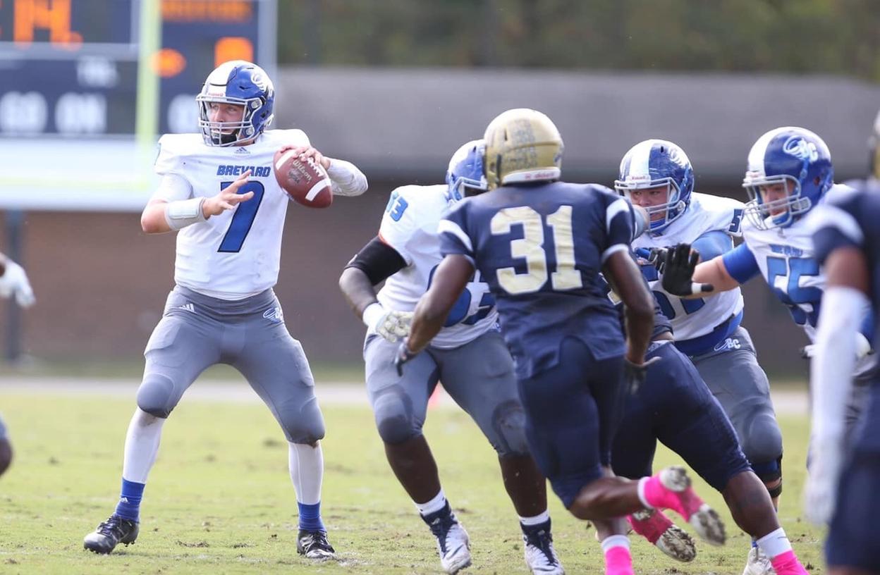 Sophomore quarterback Dalton Cole ran in two touchdowns to help Brevard defeat NC Wesleyan (Courtesy of Cortez Scales Sr.).