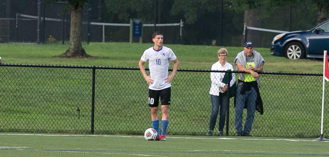 Joao Monteiro lines up for a free kick in a home contest. Monteiro has a team-high four assist in 2019 (Courtesy of Thom Kennedy '21).