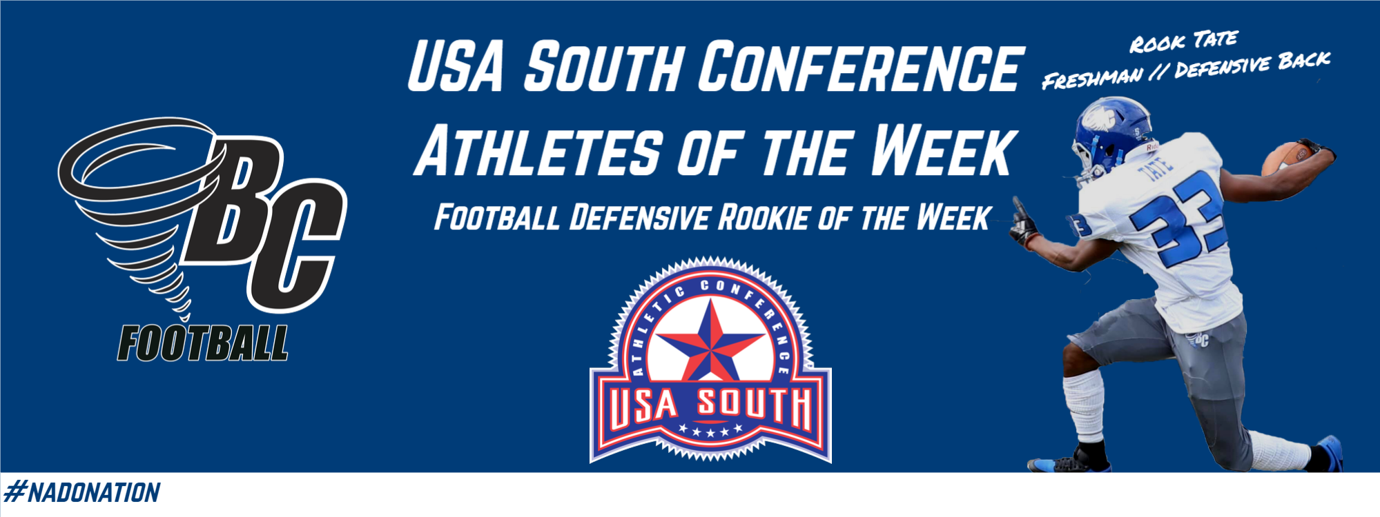 Rook Tate Secures USA South Football Defensive Rookie of the Week Award