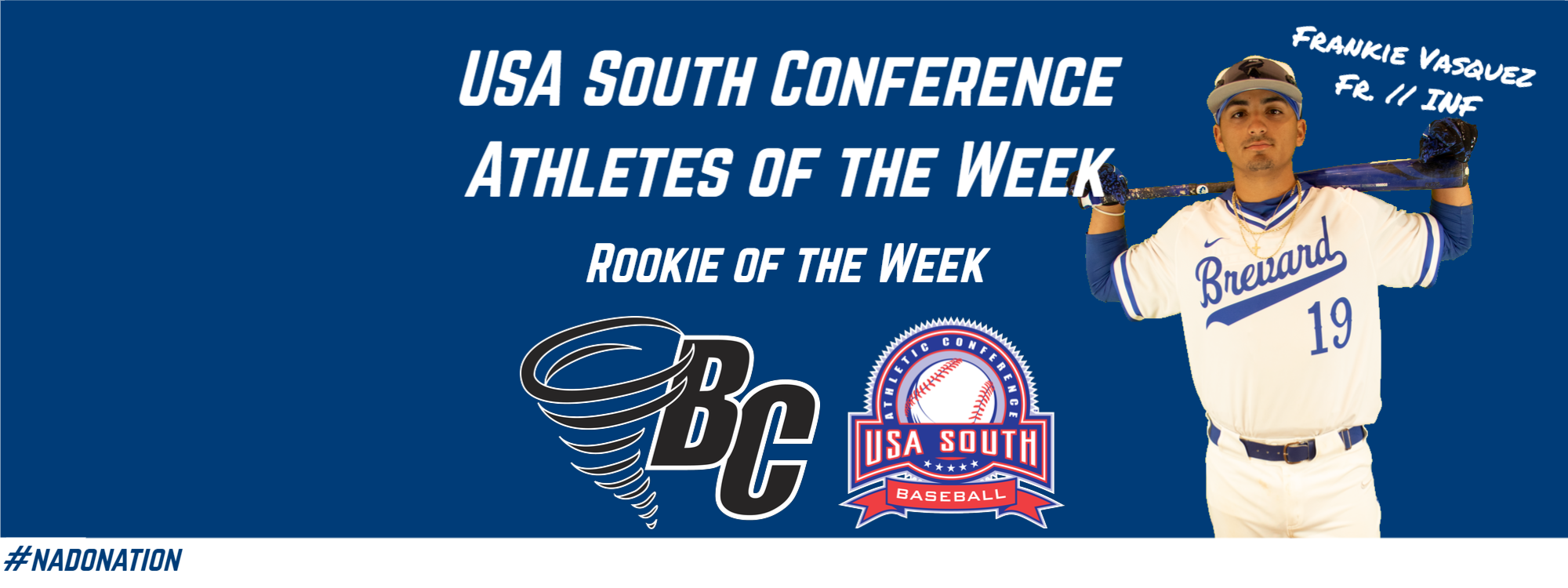 Vasquez Secures Conference Rookie of the Week for Fourth Time