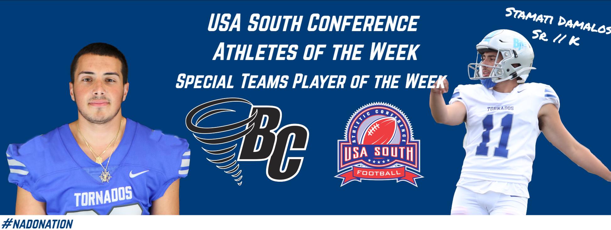 Damalos Named Conference’s Special Teams Player of the Week