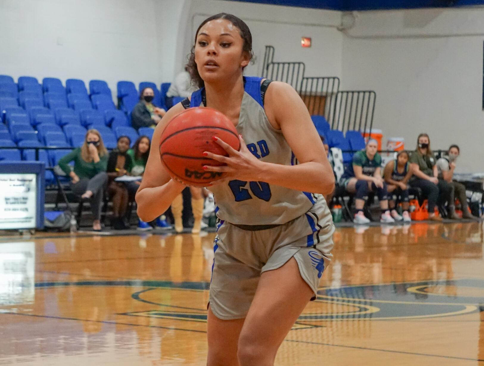 Aysha Short tallied a career-high 23 points to lead Brevard College to its third conference win of the season (Photo courtesy of Damon Hewitt '23).